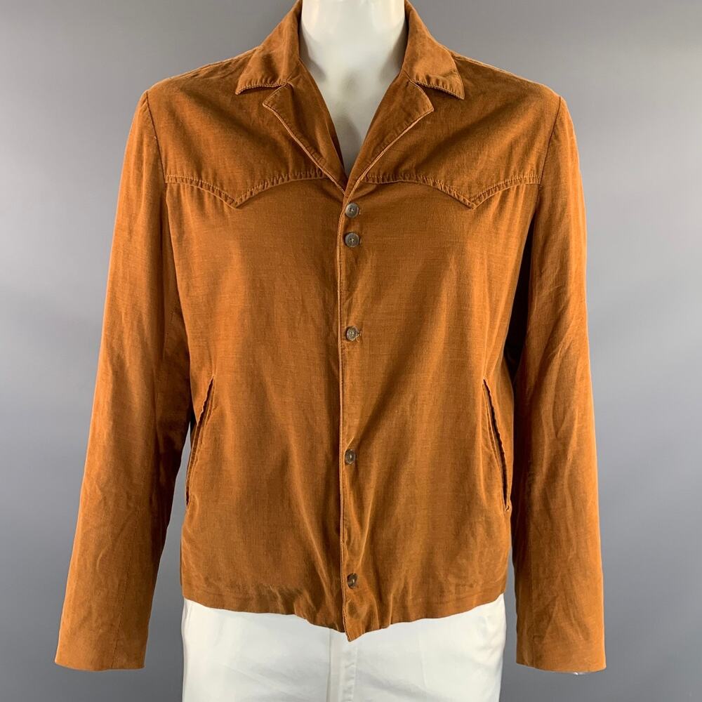 ADAM KIMMEL Size L Brown Cognac Cotton Button Up Long Sleeve Shirt